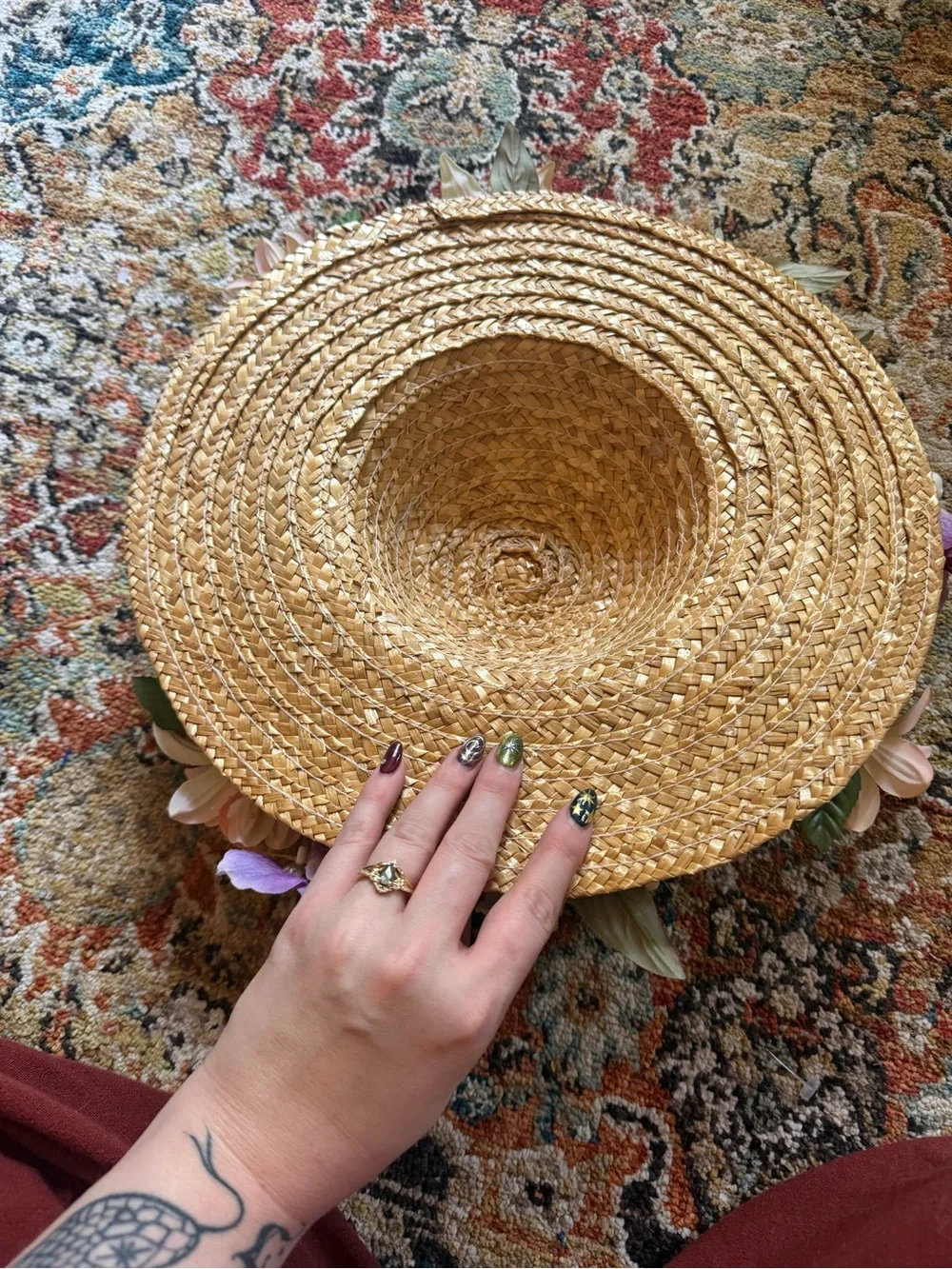 Floral straw Cottagecore hat